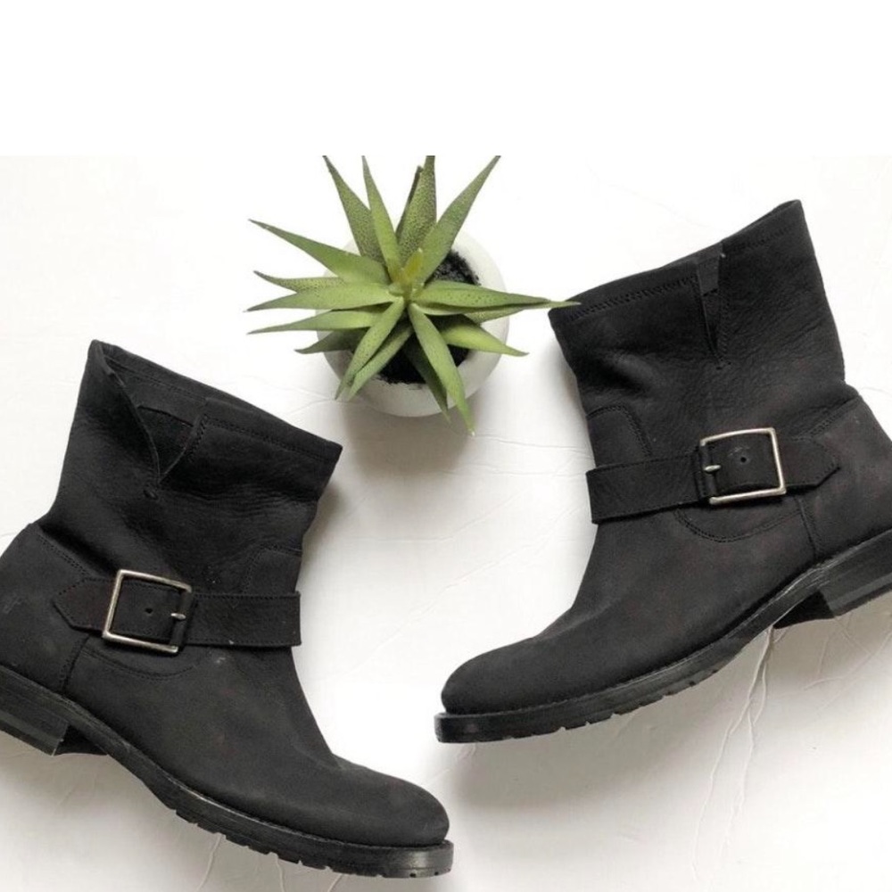 Black Natalie Short Engineer Boots Motorcycle Style Boots Size 6.5